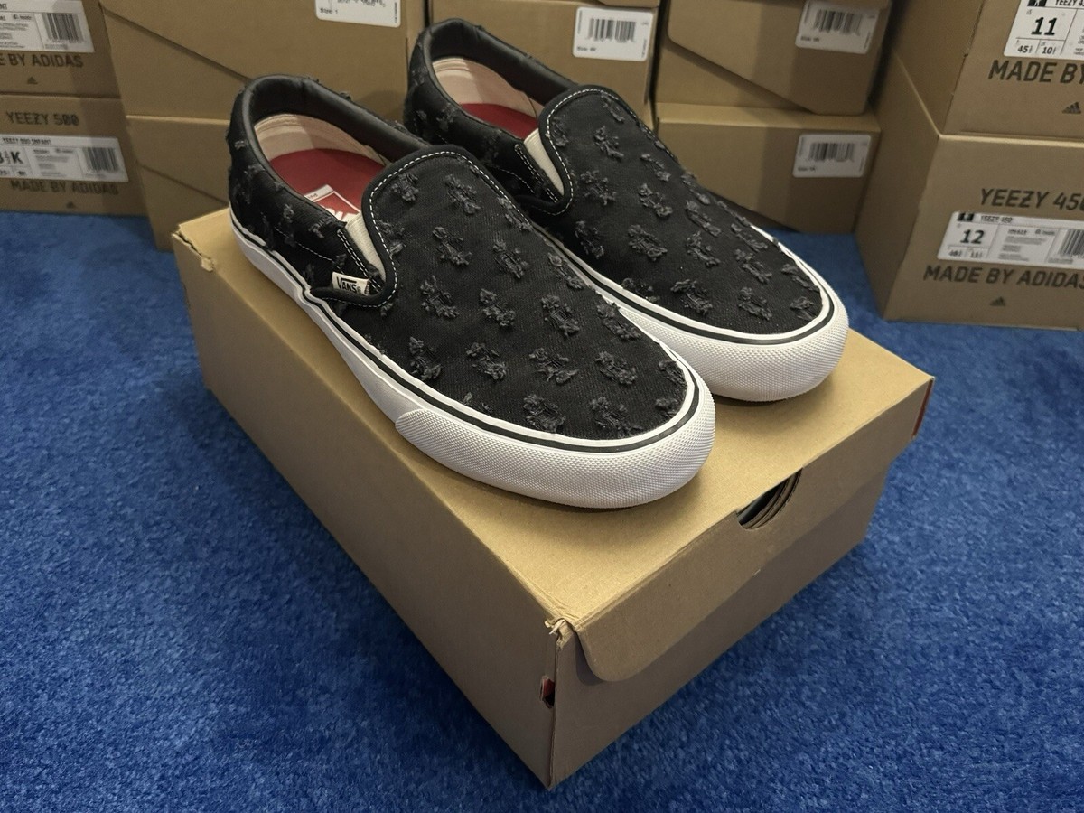 Vans Slip On Supreme Hole Punch Denim Black White Sample Tag Size