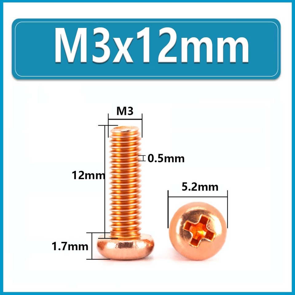 T2 Copper Phillips Pan Head Machine Screw M3 M4 M5 M6 M8 Phillip Round