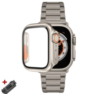 Ultra Case+Titanium Strap for Apple Watch Band Luxury Men's Titanium for 8 SE 3