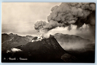 Naples Campania Italy Postcard Vesuvius Volcano Eruption c1940's RPPC Photo