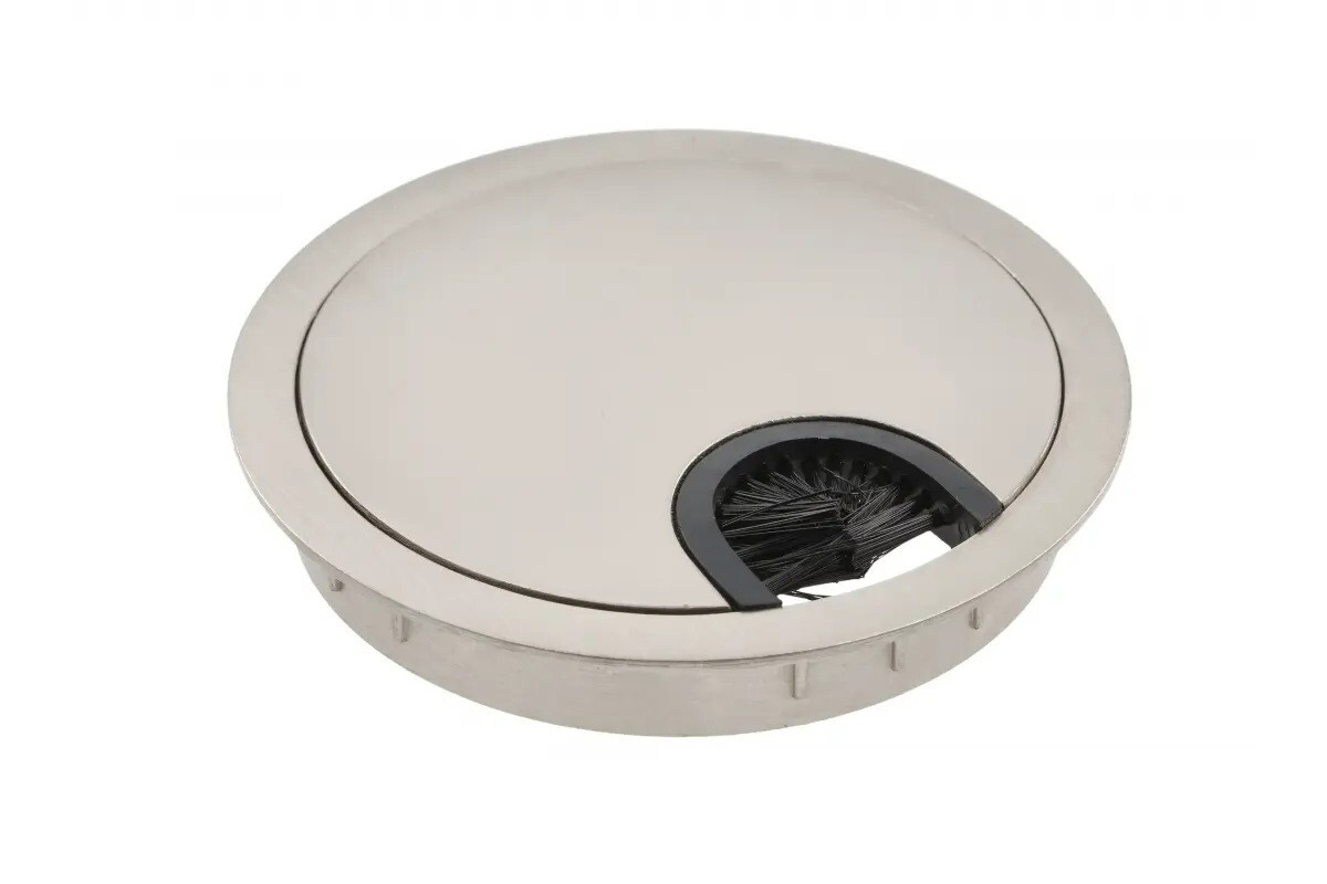 80MM Metal Round Office Desk Table Cable Tidy Outlet Grommet Insert - Inox