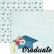 Graduate Cap & Flowers, scrapbook paper, DS, Scrapbook Customs #30833