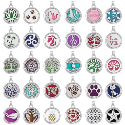 Aromatherapy Silver Necklace Pendant Diffuser Oil Essential Oils