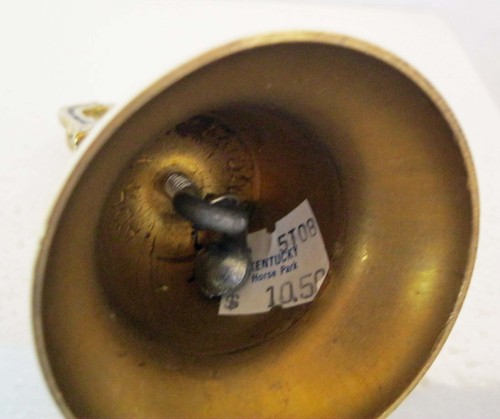 * Kentucky Horse Park Gold Brass Bell with Lucky Horse Shoe on top & Good Box - Picture 3 of 8