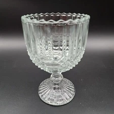 Anchor Hocking Pressed Glass Footed Scalloped Edge Diamond Pattern Goblet 12oz