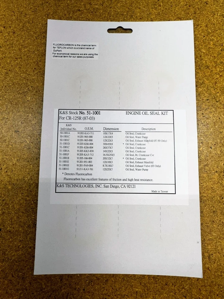 Honda CR125R 1987-2003 K&S Complete Engine Oil Seal Kit Set CR125 CR-125R - Image 2 of 2