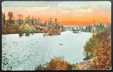 1909 Spokane WA Sunset on Spokane River Vinta...