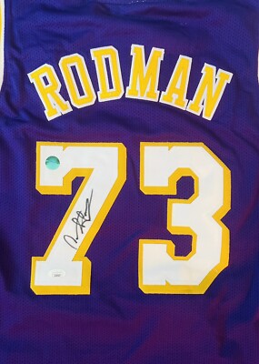 Lakers DENNIS RODMAN autographed jersey JSA/TFG purple “The Worm