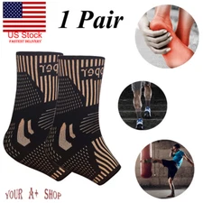 Copper Ankle Brace Support Compression Sleeve Socks Foot Fasciitis Pain Relief