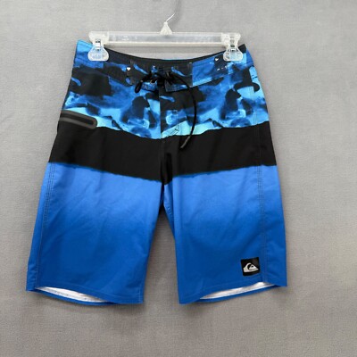 QUIKSILVER Board Shorts Mens 27 Swim Trunks Blue Bermuda Dry Flight Unlined READ