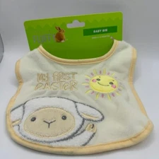 Baby’s first Easter bunny bib infant clothes sun and lamb yellow 