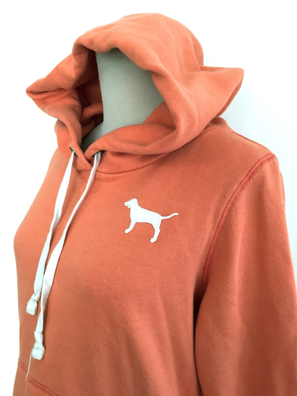 UNDERCOVER Victoria's Secret ROSA Pullover Felpa con Cappuccio Arancione e Bianco Tenuto Taglia M