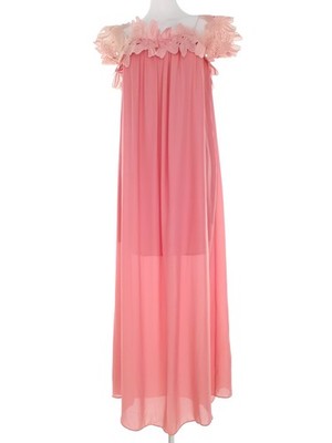 LINE+DOT Damen Ballkleid/Abendkleid Gr. M Rosa Kurzer Ärmel Spitzenstickerei