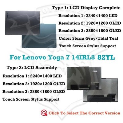 LCD Screen Touch Full Assembly Stylus Support Lenovo Yoga 7 14IRL8 82YL0003US