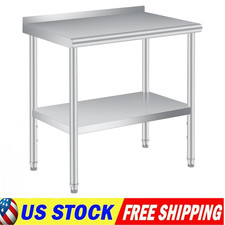 Stainless Steel 60"/48" x 24" NSF Kitchen Work Prep Table with Backsplash NEW