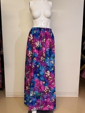 Vintage Handmade Hawaiian Floral Long Maxi Skirt Watercolor Xs-S No Tags