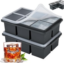 2 Pack 2 Inch Large Silicone Ice Cube Trays Square Ice Cube Molds for Whiskey