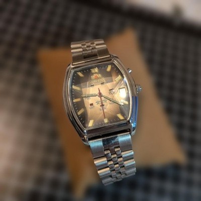 Orient Star Bronze Tone Tonneau Watch Day Date Automatic Wristwatch Premium