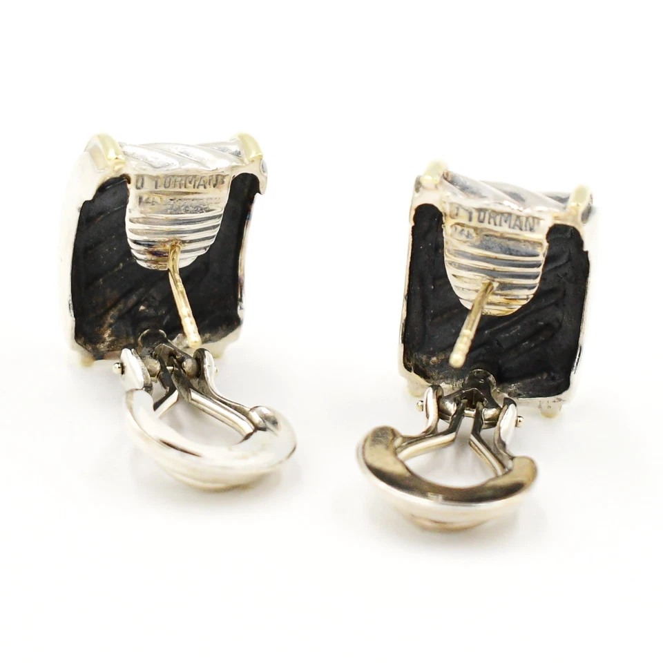 14k Yellow Gold & Sterling Silver David Yurman Cigar Omega Back Earrings - Image 3 of 4