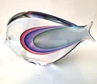 Murano Italy Signed Art Glass by Luigi Onesto Rainbow Swirl Fish Sculpture