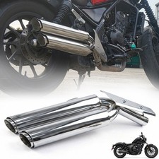 DOUBLE EXHAUST FULL SYSTEM MUFFLER CHROME FOR HONDA REBEL CMX 300 500 2017-2025