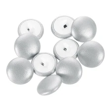 10pcs PU Leather Covered Button 15mm Plastic Shank Round Button, Silver