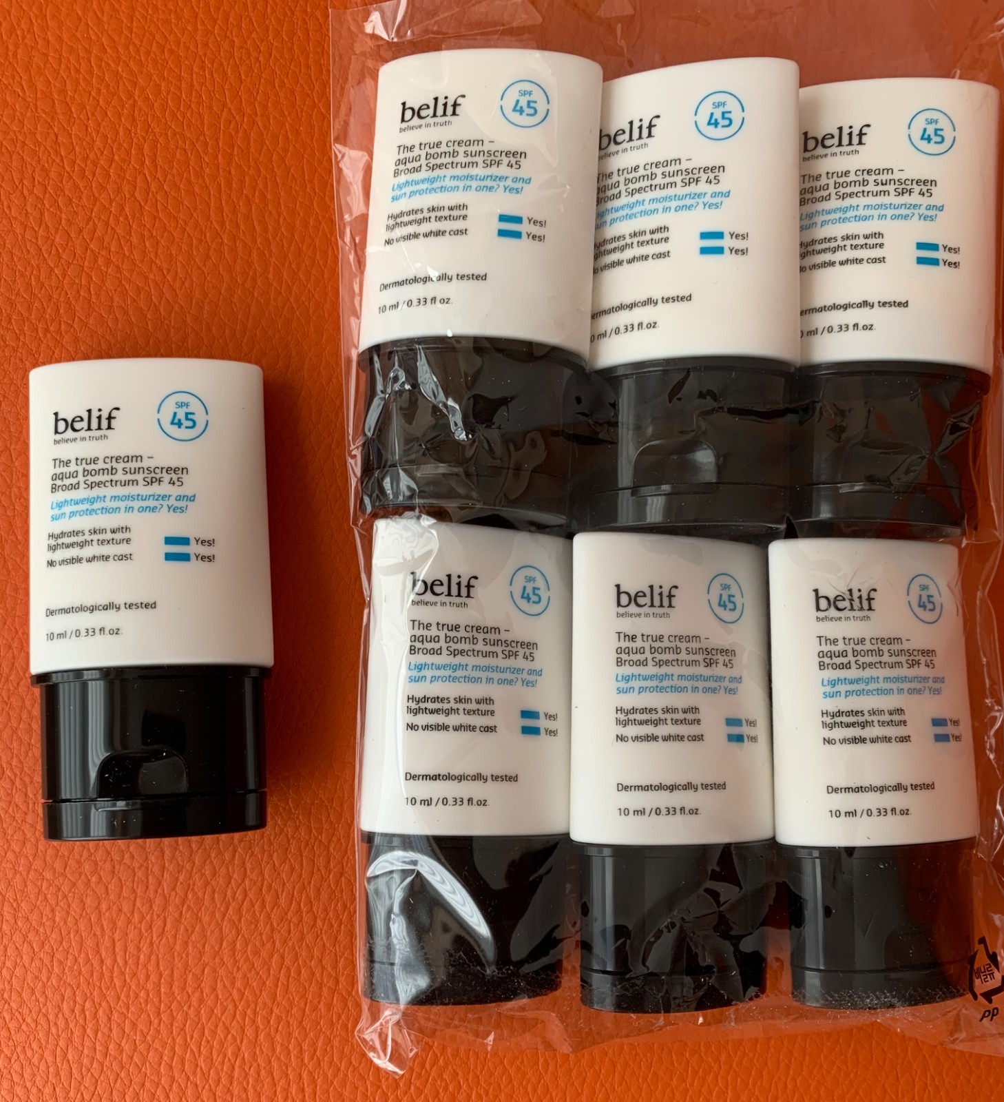 belif The True Cream Aqua Bomb Sunscreen SPF 45 Lightweight Moisturizer 0.33 oz.