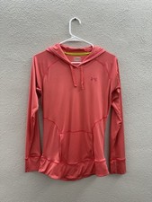 Under Armour Womens Hoodie Small Pink Semi Fitted Long Sleeve Heatgear Athletic