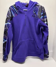 Huntworth Purple 1/4 Zip Camo Accent Fleece Hooded Sweatshirt XL
