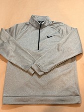 Men's Large Gray Nike Dri-Fit Pullover Sweatshirt 1/4 Zip Training Activewear