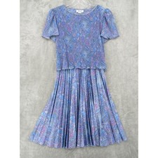 Vintage MCS LTD Dresss Small Peated Paisley Boho Paisley Retro Lightweight Blue