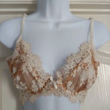 For Love Lemons Sheer Lace Bra Sheer Floral Coquette Dainty Lingerie L