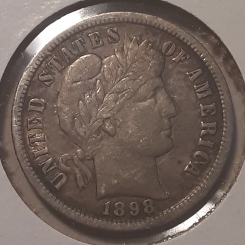 1898-S Barber Dime San Francisco Mint 90% Silver US 10c Coin (#1e-13293/RBR)