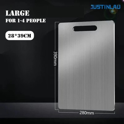 JUSTINLAU 304 Stainless Steel Cutting Board 28x39 cm Non Slip Chopping Block