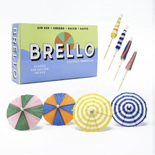  144 Count  Umbrella Drink Picks - Assorted Colors Striped Cocktail Party...