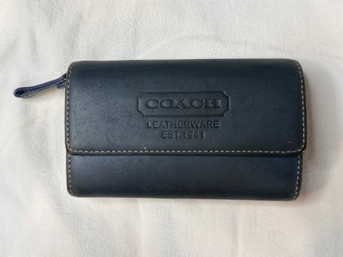 Vintage COACH-Est.1941 Wallet Leather Flap Snap Front Style-Zip Interior