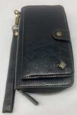 POLA Mujer Cuero Negro iPhone Soporte Cremallera Billetera Billetera Bolso sin asas