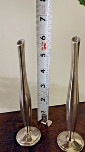 Pair of Silverplate Bud Vases, Pen, Feather, or Incense Stick Holders, 6" Tall