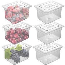 6 Pack 1/6 Size Polycarbonate Food Pans with Lids Plastic Clear Restaurant Co