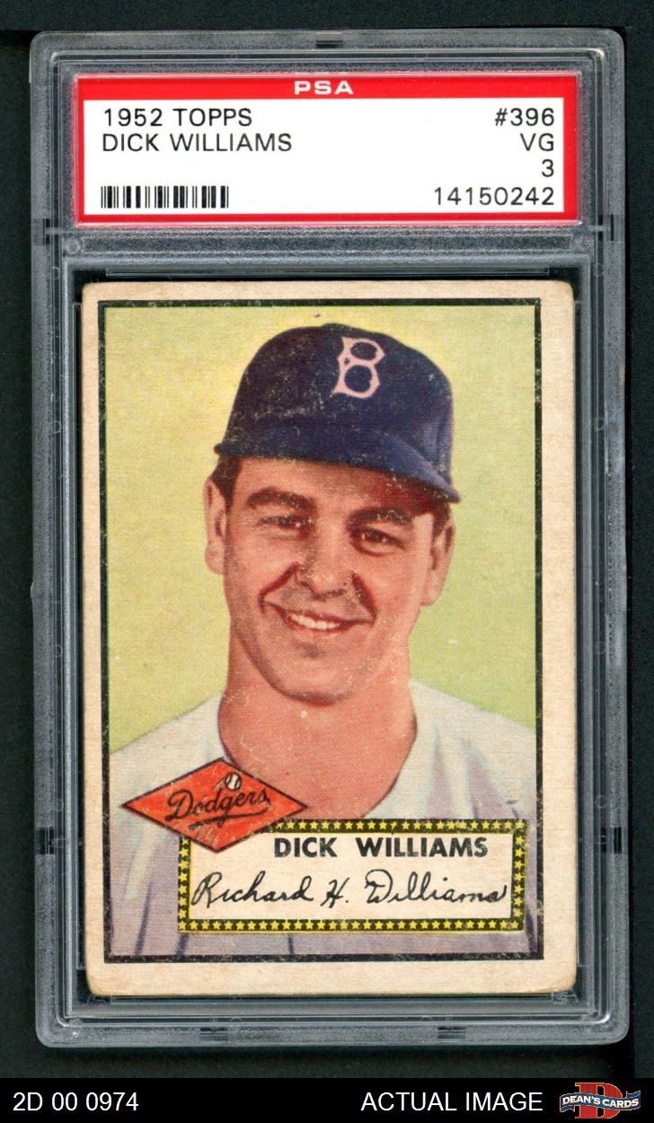 1952 Topps #396 Dick Williams Dodgers RC HOF PSA 3 - VG