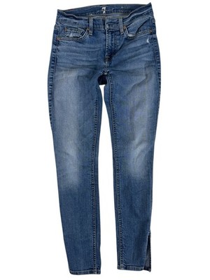 7 For All Mankind Blue Medium Wash The Ankle Skinny Denim Jeans Women's 24