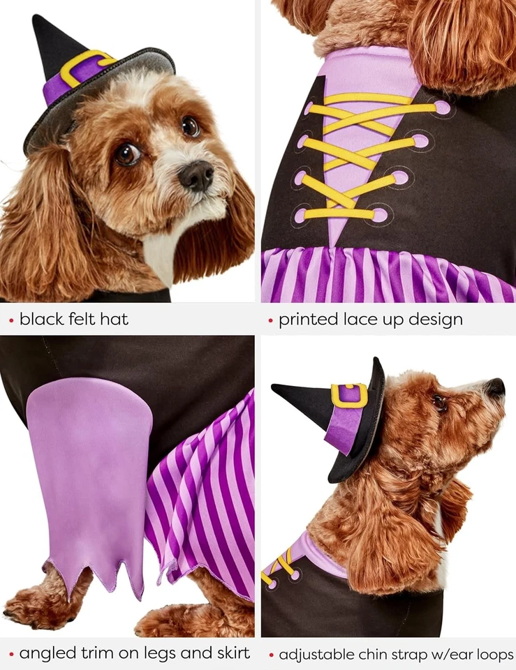 Disfraz de Bruja Rubíes para Gatos o Perros Halloween Fiestas de Otoño Foto 4 de 4