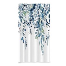 Blue Leaves Long Fabric Shower Curtain 36"W x 72"L Pack of 1 Yfx05241