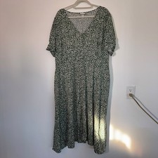 Ava & Viv Womens Sz 3X Ditsy Floral V-Neck Short Sleeve Maxi Midi Dress Feminine