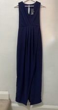 New With Tags TNFC LONDON DIXIE Long Maxi Navy Chiffon Dress UK16 Prom Wedding