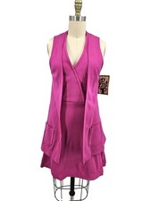 VTG New Joshua Tree Mini Halter Dress and Vest Womens 11-12 Bright Pink