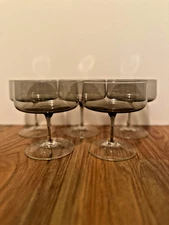 Holmegaard Smoke Gray Champagne Coupe Cocktail Glass by Per Lütken Set of Four