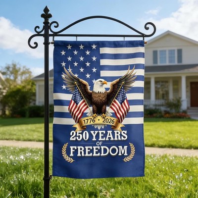 250th Anniversary USA Garden Flag, Double-Sided Patriotic Eagle Design with Amer