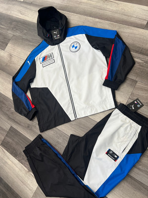 NWT Puma BMW Motorsports Men's 2 Piece Tracksuit Black White Windbreaker 2XL