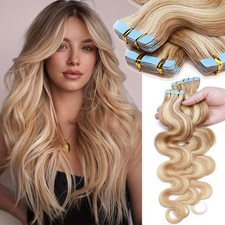 BODY WAVE 20Pcs Balayage Tape In Virgin Human Hair Extensions Skin Wefts THICK